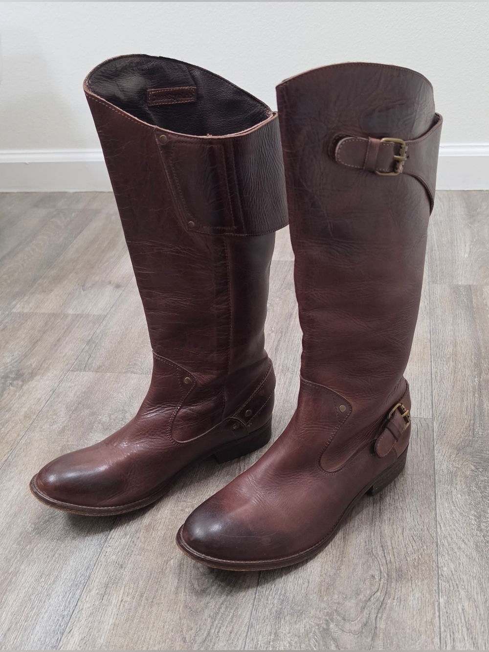 Vintage Diesel Style Lab Brown Leather Riding Boots-Size 9